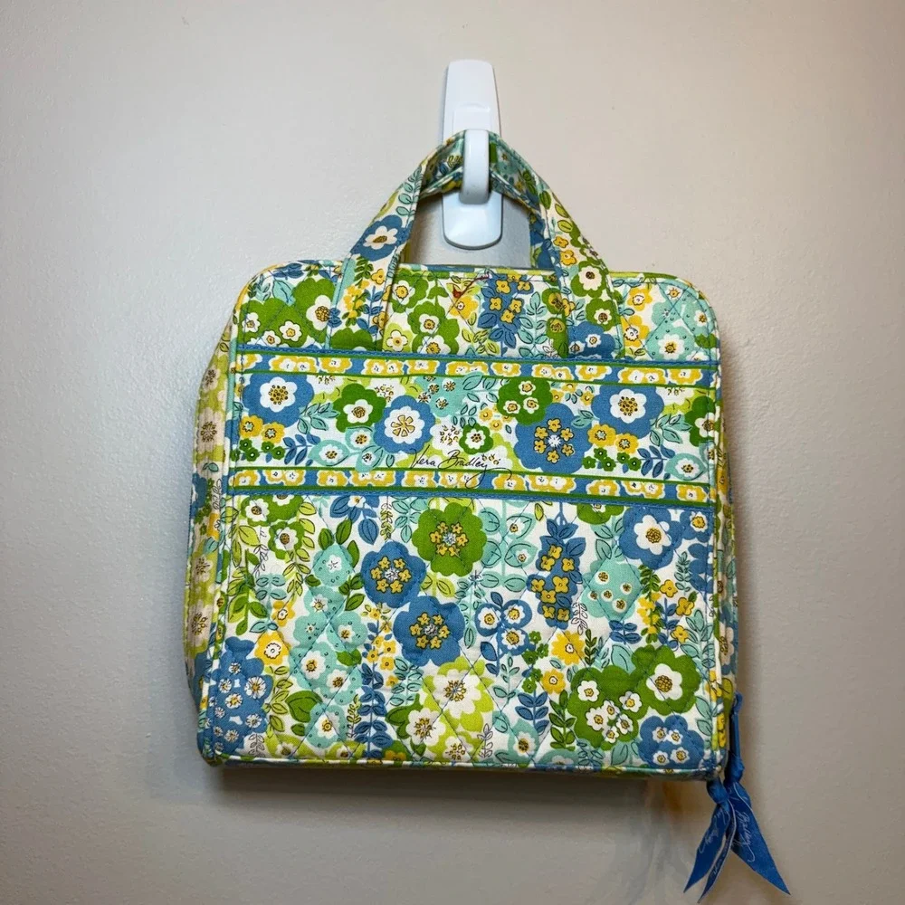 Vera Bradley English Meadow Floral Quilted Cotton Travel Tech Makeup Organizer